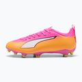 Scarpe da calcio per bambini PUMA Ultra 6 Play FG/AG Jr poison pink/puma white/sun stream/bright aqua/puma black