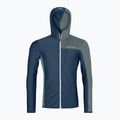 Felpa uomo ORTOVOX Fleece Light Grid con cappuccio oceano profondo 7