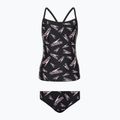 Speedo Printed Tie-Back Tankini nero/rosa, costume intero per bambini