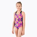 Costume intero Speedo Digital Placement Splashback tie dye nero/rosa per bambini