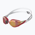 Occhialini da nuoto Speedo Fastskin Pure Focus Mirror bianco/rosso fenice/antracite USA 6