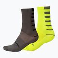 Calzini da ciclismo Endura Coolmax Stripe 2 pezzi da uomo hi-viz giallo/grigio