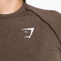 Gymshark Vital Seamless Top a maniche lunghe da donna per l'allenamento, marrone/bianco 5