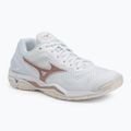 Scarpe da pallamano da donna Mizuno Wave Stealth V bianco/rosa/bianco neve
