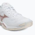 Scarpe da pallamano da donna Mizuno Wave Stealth V bianco/rosa/bianco neve 7