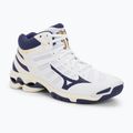 Scarpe da pallavolo da uomo Mizuno Wave Voltage Mid bianco/nastro blu/mp oro