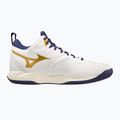 Scarpe da pallavolo Mizuno Wave Dimension Mid bianco/nastro blu/oro mp 9