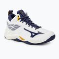 Scarpe da pallavolo Mizuno Wave Dimension Mid bianco/nastro blu/oro mp