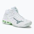 Scarpe da pallavolo da donna Mizuno Wave Voltage Mid bianco/glacial ridge/patina green