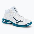 Scarpe da pallavolo da uomo Mizuno Wave Mid Voltage bianco/blu marina/argento