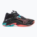 Mizuno Wave Lightning Z8 Mid scarpa da pallavolo nero/fiamma di neon/blu pavone 2