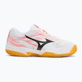 Scarpe da tennis per bambini Mizuno Break Shot 5 Jr CC bianco/calipso coral/citrus 2