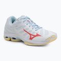 Scarpe da pallavolo da donna Mizuno Wave Voltage 2 bianco/calipso coral/pale banana