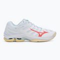 Scarpe da pallavolo da donna Mizuno Wave Voltage 2 bianco/calipso coral/pale banana 2