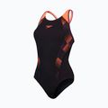 Speedo Placement Laneback costume da bagno intero nero/rosso sirena/plum dandy