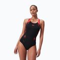 Speedo Placement Laneback costume da bagno intero nero/rosso sirena/plum dandy 6