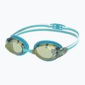 Occhialini da nuoto Speedo Vanquisher 3.0 Mirrored da donna bottone celeste/celeste/oro a specchio