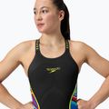 Speedo Fastskin costume da bagno donna LZR Pure Intent 2.0 Closedback Kneeskin nero / molten blur / hyper yellow / mainline 6