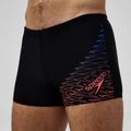 Speedo Medley Logo Aquashort boxer nuoto uomo nero/neon coral 5