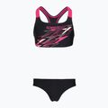 Costume da bagno due pezzi bambino Speedo Medley Logo Racerback 2pc anthracite/pink