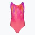 Costume da bagno intero per bambini Speedo Print Pulseback rosa/viola neon