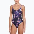 Costume intero Nike Floral Blur con scollo a V da donna, nero