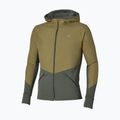 Giacca da corsa da uomo Mizuno Active Warmalite Hybrid Full Zip Hooded Long Sleeve Top forest night
