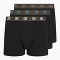 Boxer CR7 Basic Trunk da uomo 3 paia nero/marrone