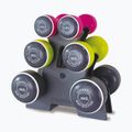 Set di manubri con supporto Body Sculpture Smart Bw 108T 19 kg pink/yellow/black
