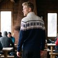 Maglione da uomo Woolcano SWT1091 Granatowy/Kremowy 12