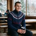 Maglione da uomo Woolcano SWT1093 Granatrowy/Kremowy 10