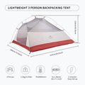 Tenda da trekking Naturehike aggiornata Cloud Up 3 persone grigio chiaro/rosso 6