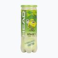 Palline da tennis per bambini HEAD Stage 1 3 pezzi verdi. 2