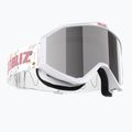 Occhiali da sci per bambini Bliz Liner Jr bianco rosa logo/rosa e argento specchio