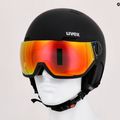 Casco da sci UVEX Wanted Visor nero opaco/rosso specchiato fumo 9
