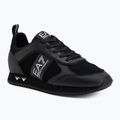 EA7 Emporio Armani Nero e Bianco in pelle scamosciata triplo nero micropunch scarpe