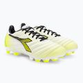 Scarpe da calcio per bambini Diadora Brasil Elite GR LT LPU Y bianco/nero/giallo fluo 4