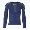 Camicia UYN Resilyon UW a manica lunga termica attiva da uomo con collo rotondo blu scuro/giallo.