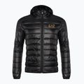 Uomo EA7 Emporio Armani Train Core ID Down Light Hoodie giacca con logo nero/oro 7