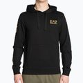 Uomo EA7 Emporio Armani Train Logo Series Hoodie Extended Logo Coft nero/oro felpa con logo