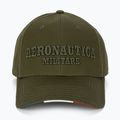 Cappello da baseball verde militare da uomo Aeronautica Militare Basic con aquila in metallo 2