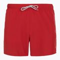 Pantaloncini da bagno da uomo EA7 Emporio Armani con logo oversize rosso equestre / argento
