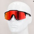 100% Speedcraft occhiali da sole in tatto morbido nero/rosso iperspecchio multistrato 12