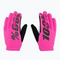 Guanti da ciclismo da donna 100% Brisker W rosa neon/nero 3