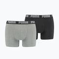 PUMA Basic boxer da uomo 2 paia grigio scuro melange/nero