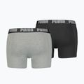 PUMA Basic boxer da uomo 2 paia grigio scuro melange/nero 2