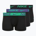 Boxer da uomo Nike Dri-Fit Essential Micro Trunk 3 paia nero verde shock/wild violet/nero testo wb