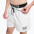 Pantaloncini da bagno Calvin Klein Medium con doppia cintura da uomo, bianco 8