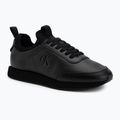 Scarpe da uomo Calvin Klein YM0YM01362 Retro Runner con calzino, stringate in pelle triple black