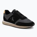Scarpe da uomo Calvin Klein HM0HM02212 Retro Runner Bans Leather Suede black/iron gate/amber gold
